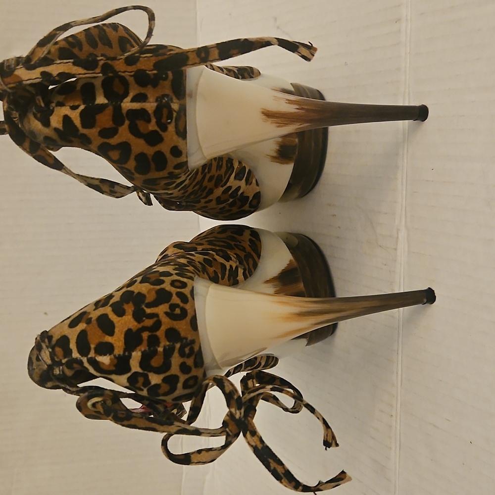 👣PRIVILEGED 😽 Leopard Stilletto Platform "STRIPPER " Heels S 9 - Picture 4 of 8